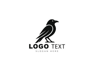 Minimalist crow logo design for brand identity, business, wildlife and modern company branding