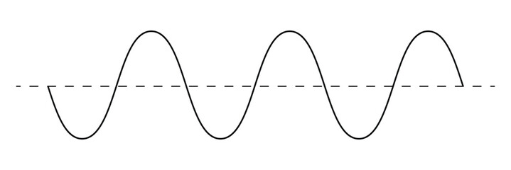 Sine wave vector illustration. Simple line drawing of sine wave. Sinusoidal wave diagram .