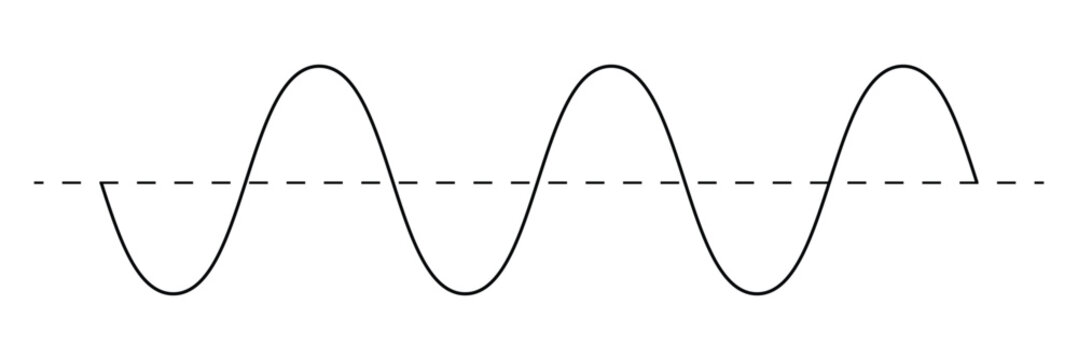 Sine wave vector illustration. Simple line drawing of sine wave. Sinusoidal wave diagram .