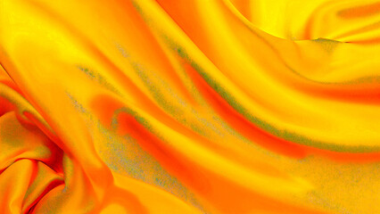 Elegant yellow fabric draped gracefully in flowing waves