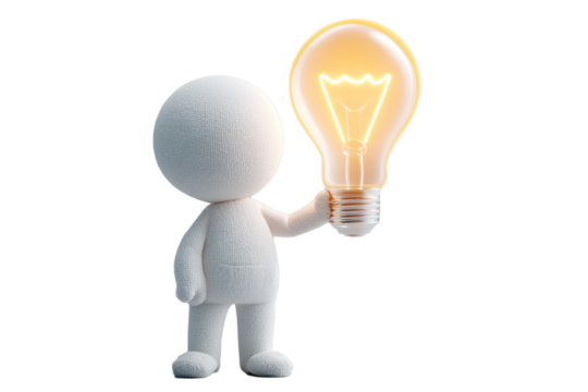 businessman holding light bulb symbolizing innovation, glowing idea moment