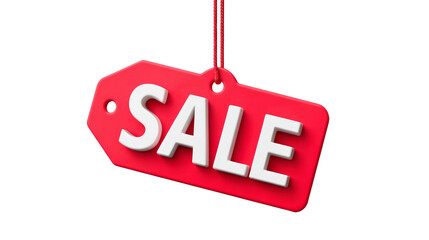 red price tag with bold SALE text, isolated on white background