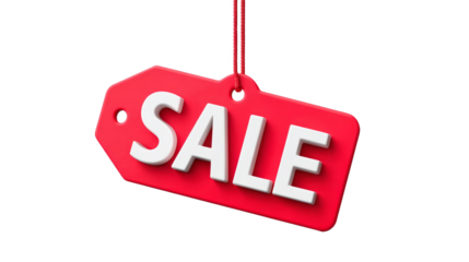 red price tag with bold SALE text, isolated on white background