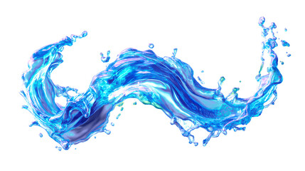 Liquid arc flying mid-air, dynamic perspective, blue transparent glow