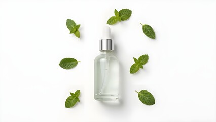 Minimalist Glass Dropper Bottle on Natural Wooden Background | Clean Product Mockup