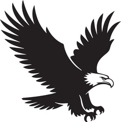 Majestic eagle in flight silhouette isolated on white background