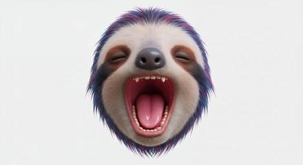 Obraz premium Laughing sloth head illustration