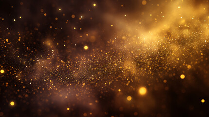 Gold abstract bokeh background. real backlit dust particles with real lens flare.