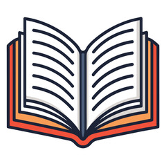 Open book illustration with detailed pages isolated on white background