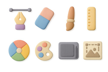 Creative tools illustration in soft pastel colors for design concepts