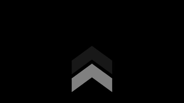 Dynamic vertical chevron arrow icon with fade effect animation motion graphic loop on transparent background