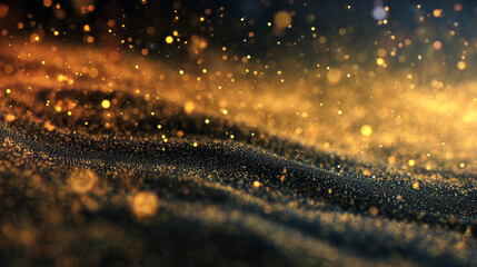 Gold abstract bokeh background. real backlit dust particles with real lens flare.