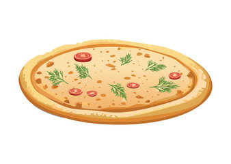 Homemade Flatbread with Red Delicious Toppings - Vector Illustration