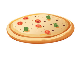 Savory Flatbread with Red Delicious Toppings - Vector Illustration