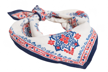 White bandana with floral design