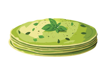 Matcha Crepes Delicious Sweet Dessert - Vector Illustration
