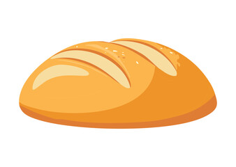 Simple Uncut Bread Loaf Golden Brown Hue - Vector Illustration