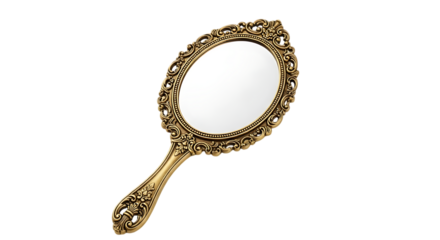 Ornate golden hand mirror antique decorative