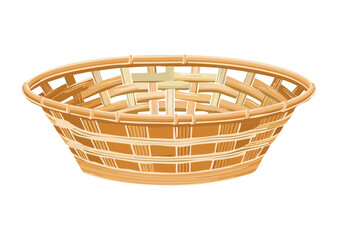 Obraz premium Natural Fiber Woven Basket Empty - Vector Illustration