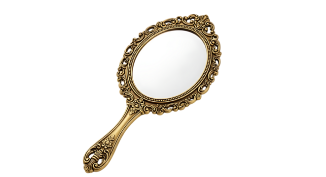 Ornate golden hand mirror antique decorative