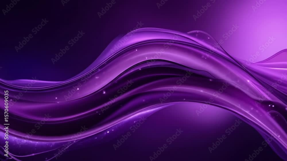 Aufkleber flowing purple abstract: dynamic waves and shimmering particles in motion graphics video