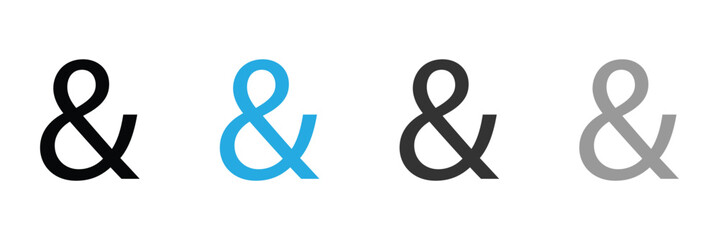 Ampersand symbols and sign collection. Custom hand drawn ampersand icon for invitations and letters in eps 10. 