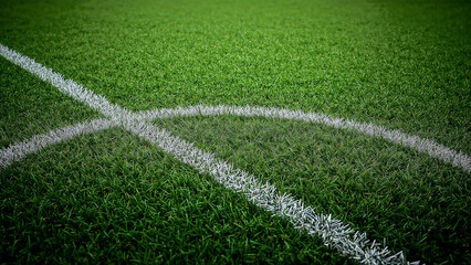 Vibrant soccer stadium surrounded by lush green field