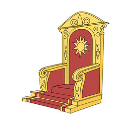 intricate, ornate, throne, ornamental, gilded, red, gold, steps, sun symbol, majestic, fantasy, digital art
