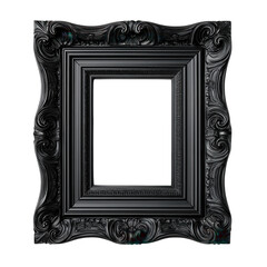 Ornate black frame isolated on transparent background