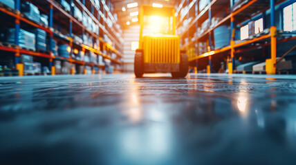 Logistics company warehouse with boxes, interior view warehouse activity background