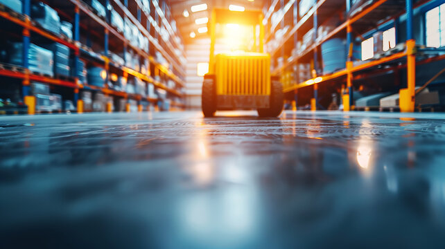 Logistics company warehouse with boxes, interior view warehouse activity background