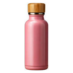 Pink bottle with wooden cap isolated on white