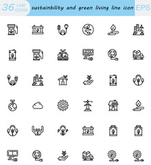 sustainability and green living icon vector icon set