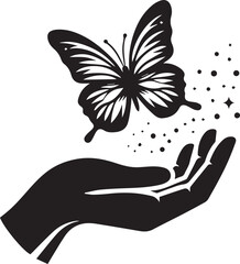 Black and white butterfly vector tattoo design with floral ornament wings, a beautiful insect art illustration