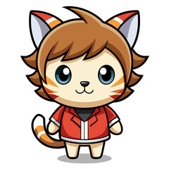 little girl with a cat