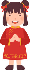 Cute Chinese Girl Greeting Pose

