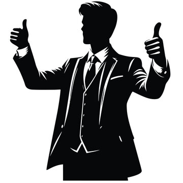 recommend clip art: Businessman silhouette giving thumbs up vector illustration