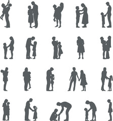Silhouettes of loving parents and children, family bonding moments, parent-child interaction, nurturing care, emotional connection, togetherness, support, affection, parenting, childhood memories