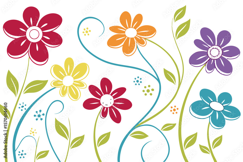Poster vibrant and colorful floral arrangement in a clean and modern design with a delicate and artistic to