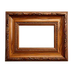 Ornate wooden picture frame isolated on white