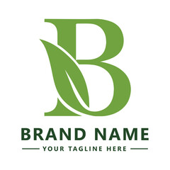 B letter with leaf logo vector illustration design © designer_hubs