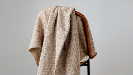 Cozy woolen scarf gracefully draped over chair