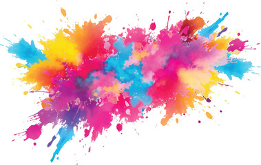 A Modern and Colorful Aquarelle Art Piece Featuring Explosive Watercolor Streaks, Splashes, and Brush Marks on a White Canvas, Creating a Dynamic and Playful Splash Effect.
