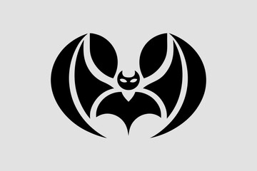 Stylized Black Bat Icon, Halloween Vector Graphic