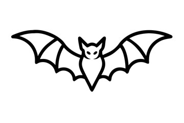 Obraz premium Black Line Art Bat Icon, Halloween Vector Illustration