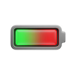Battery Power Indicator: The sleek illustration showcases a graphic battery with a gradient of green and red, representing the power status.