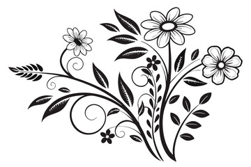 Elegant black and white floral arrangement graphic suitable for various design projects and creative applications