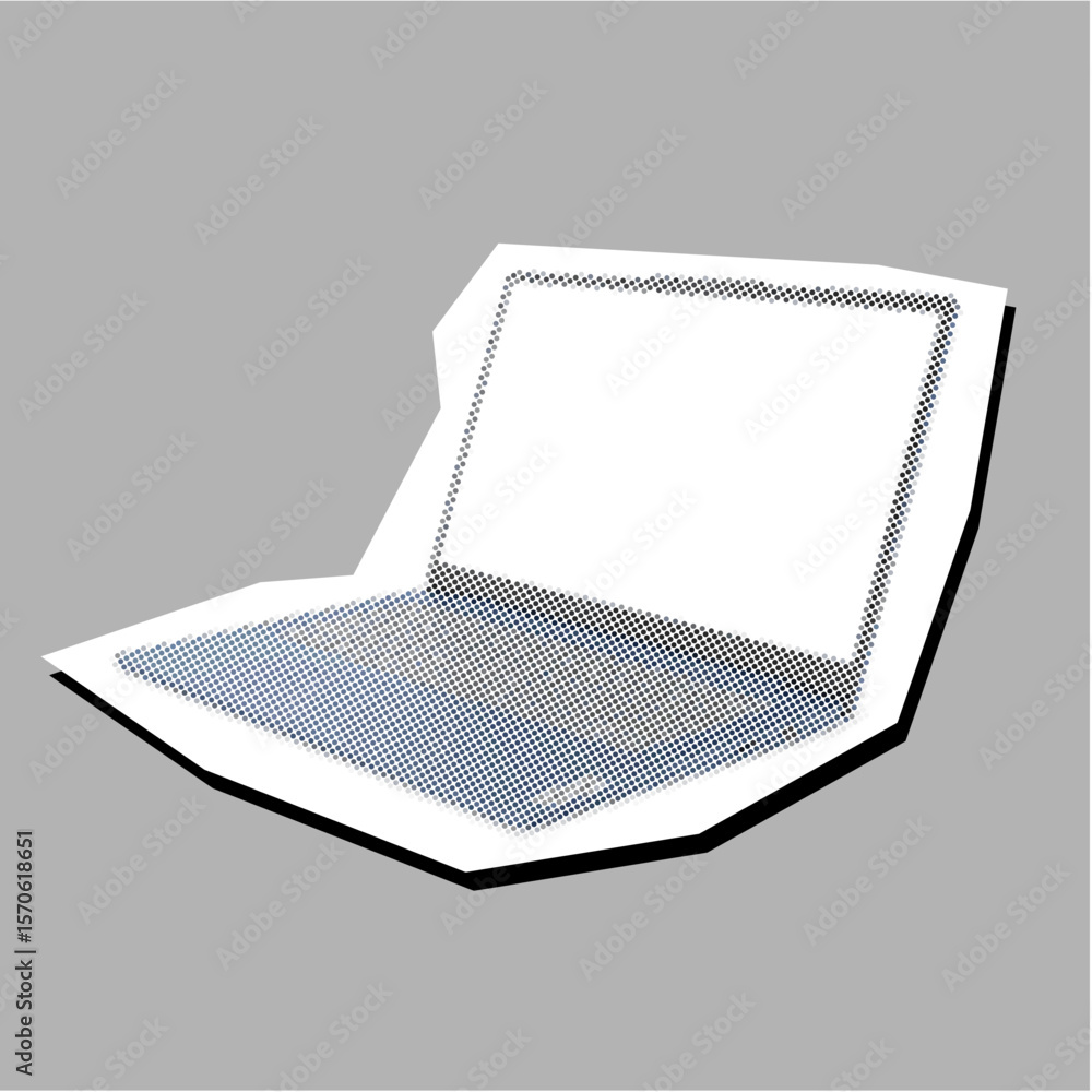 Poster laptop dotted collage element pointilize in paper torn vector modern technology. perfect for digital