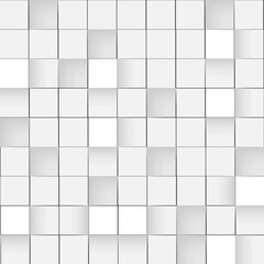 3d seamless cubes pattern. White ceramic tile background. Abstract square mosaic.