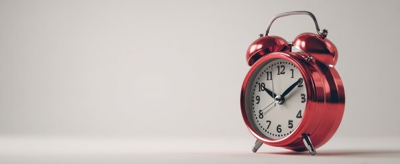 The classic red alarm clock highlighting the importance of time management.
